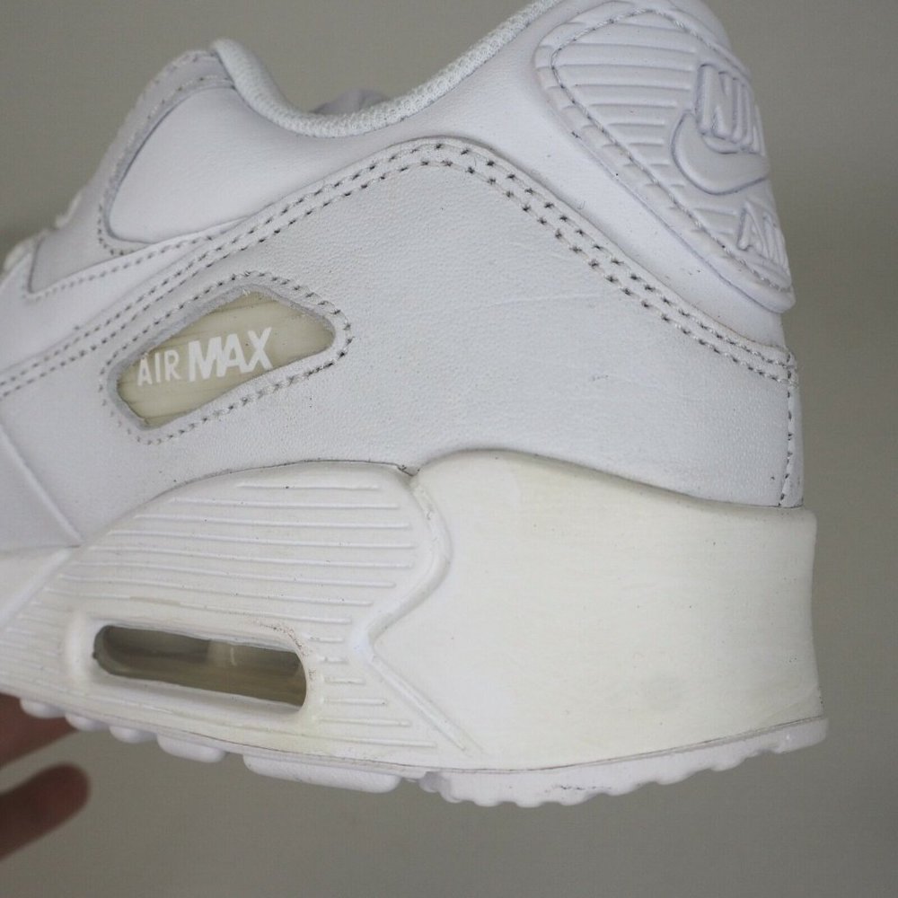 Nike Air Max 90 Pre School 307794 111 Unisex Shoes Leather White Vintage - Picture 8 of 10